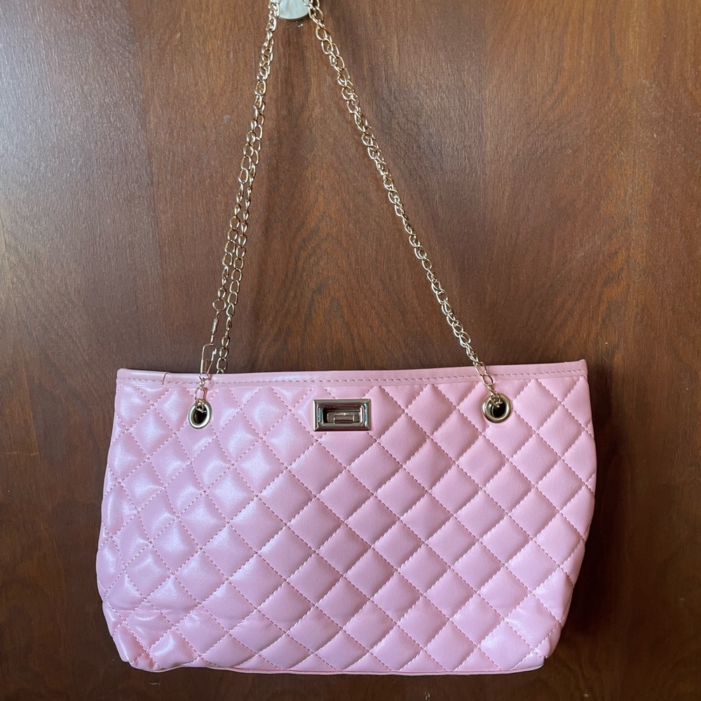 Pink quilted purse